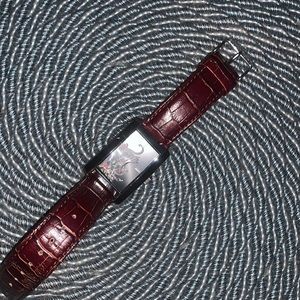 Mens Ed Hardy Watch with genuine leather strap, large face plate, black panther